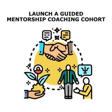 People collaborating on a guided mentorship coaching program Illustration