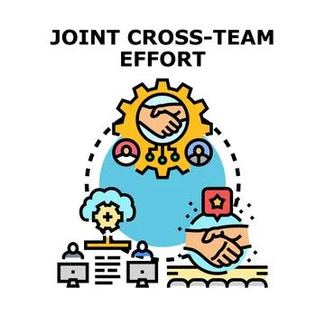 People collaborating for joint cross team effort working together Ilustración de archivo