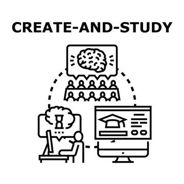People collaborating. Learning online. And brainstorming ideas Illustrazione stock
