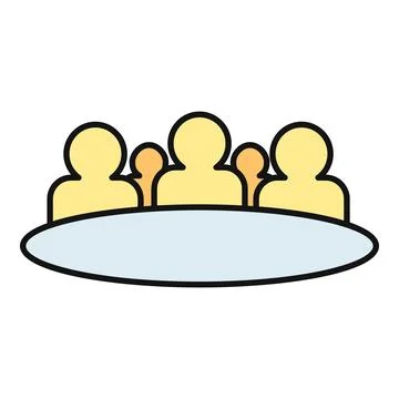 People collaborating at a meeting table icon Stock Illustration