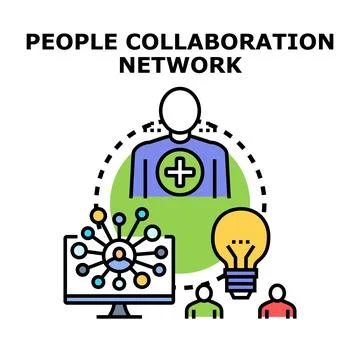 People collaborating in network connection business idea Stock Illustration