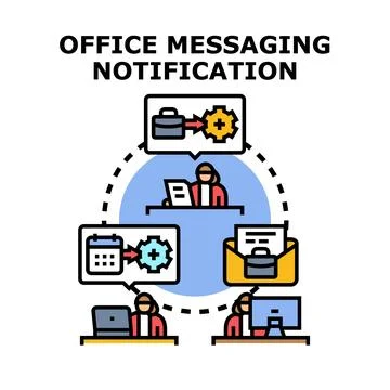 People collaborating on office messaging and communication workflow Stock Illustration