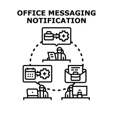 People collaborating on office messaging and communication workflow Stock Illustration