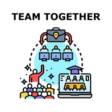 People collaborating online and offline for business education Stock Illustration