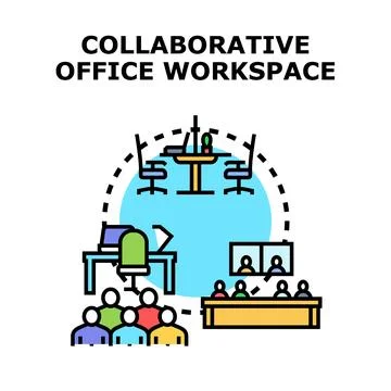 People collaborating in open office workspace concept Stock Illustration