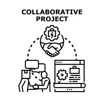 People collaborating on project development and cooperation 스톡 일러스트