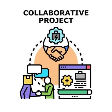 People collaborating on project development and cooperation Stock Illustration