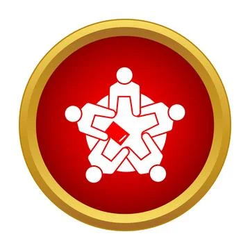 People collaborating at a round table meeting icon Stock Illustration