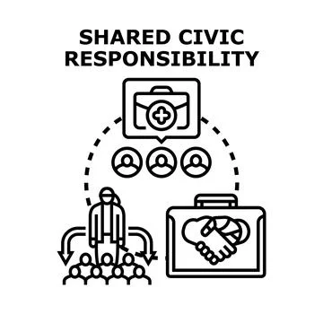 People collaborating on shared civic responsibility concept illustration Stock Illustration