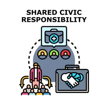People collaborating on shared civic responsibility concept illustration Stock Illustration