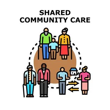 People collaborating for shared community care and assistance Stock Illustration