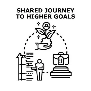 People collaborating on a shared journey to achieve higher goals Stock Illustration