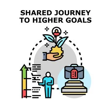People collaborating on a shared journey to achieve higher goals Stock Illustration