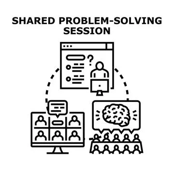 People collaborating on shared problem solving session concept Stockillustratie