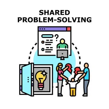 People collaborating on shared problem solving and finding solutions Stock Illustration