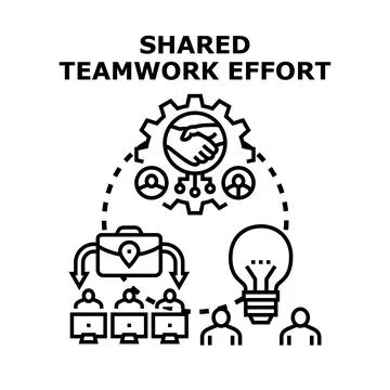People collaborating on shared teamwork effort creating idea Illustrazione stock