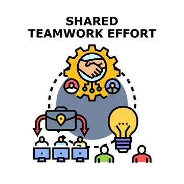People collaborating on shared teamwork effort creating idea Stock Illustration