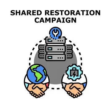 People collaborating on shared technical restoration campaign Stock Illustration