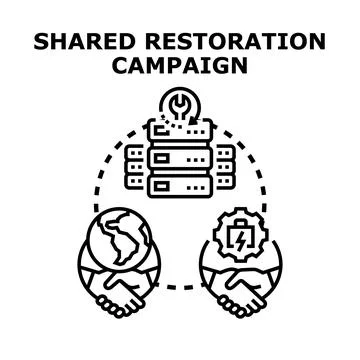 People collaborating on shared technical restoration campaign Stock Illustration