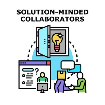 People collaborating on solutions, ideas, and problem solving Stockillustratie