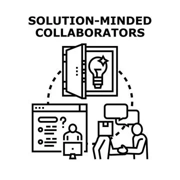 People collaborating on solutions, ideas, and problem solving Stock Illustration