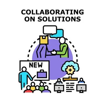 People collaborating on solutions, teamwork, and innovation concept 库存插图