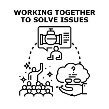 People collaborating solving problems together creating solutions Stock Illustration