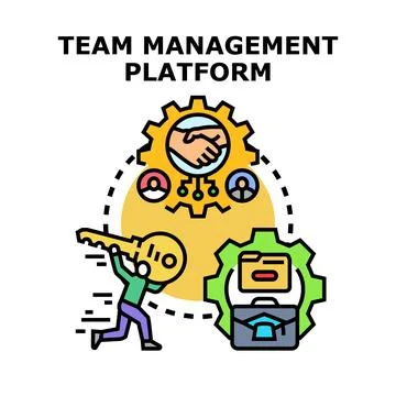 People collaborating on a team management platform, unlocking success Ilustração Stock