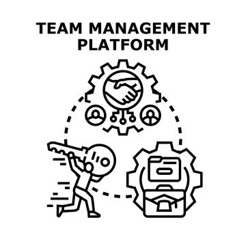 People collaborating on a team management platform, unlocking success Ilustración de archivo
