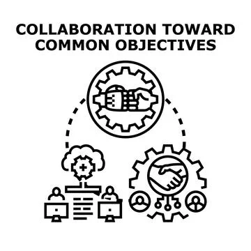 People collaborating with technology for common objectives Stock Illustration
