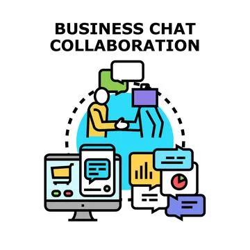 People collaborating through business chat technology Stock Illustration