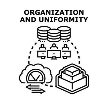 People collaborating on a uniform data organization system Stock Illustration
