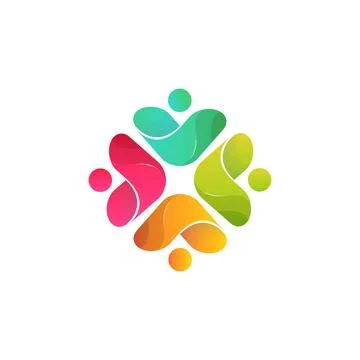 People Colorful Logo Vector Design Stock Illustration
