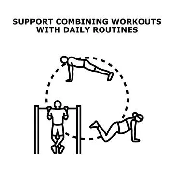 People combining workout training with daily exercise routine Stock Illustration