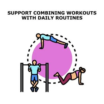 People combining workout training with daily exercise routine Stock Illustration