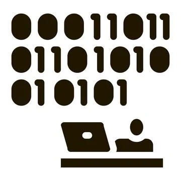 People come up with binary code icon Vector Glyph Illustration 库存插图