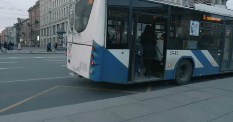 People come to the bus Stock Footage 64176164