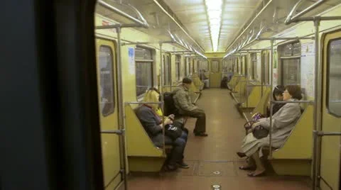 People come into the metro train Video stock 22200450