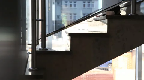 People coming down the stairs Stock Footage 41680287