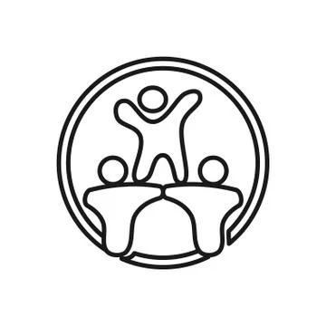 People Commitment Teamwork Together Outline Logo 스톡 일러스트