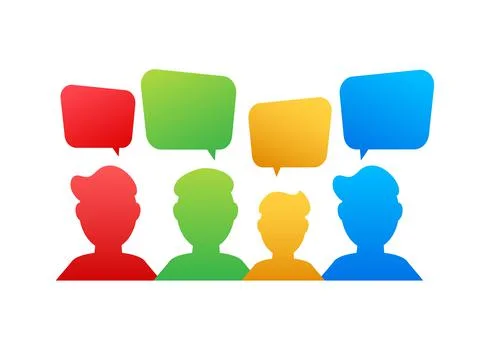 People Communicate, Ask Questions, Searching Solution. Dialog, chat speech Stock Illustration