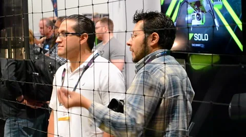 People communicate during NAB Show exhibition in Las Vegas, USA. 스톡 동영상 60716103