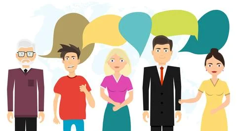 People communicate with each other, communicate people. People and their Illustrazione stock