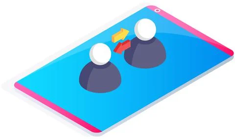 People communicate sharing data and news in social media. Virtual network symbol Stock Illustration