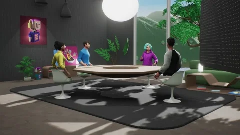 People communicate in the VR metaverse. Stock Footage 220927587