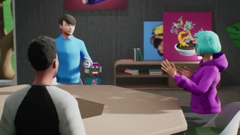 People communicate in the VR metaverse. Stock Footage 220927616