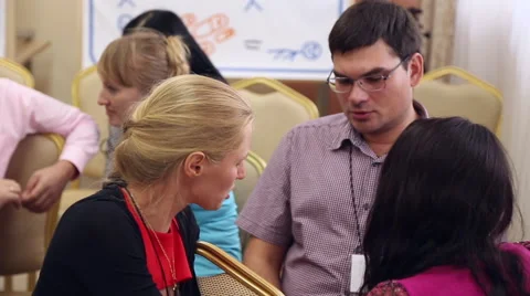 People communicate at the workshop Stock Footage 67354860