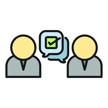 People communicating agreement with speech bubble and checkmark Stock Illustration
