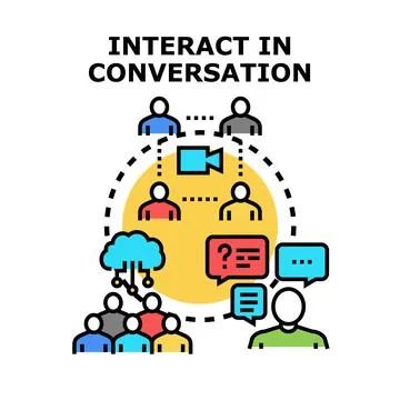 People communicating and interacting online in discussion Stock Illustration