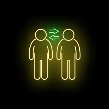 People communicating exchanging information neon line art icon Stock Illustration